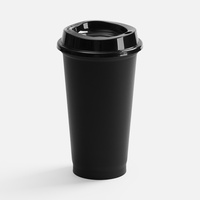 Стакан с крышкой Color Cap, ver.2, черный с нанесением логотипа