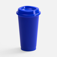Стакан с крышкой Color Cap, ver.2, синий с нанесением логотипа