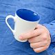 Кружка New Bell матовая, белая с синим с нанесением логотипа