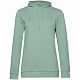 Толстовка с капюшоном женская Hoodie, серо-зеленая с нанесением логотипа
