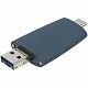 Флешка Pebble Universal, USB 3.0, серо-синяя, 32 Гб с нанесением логотипа