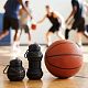 Складная бутылка для воды Basketball Flex, черная с нанесением логотипа
