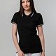 Рубашка поло женская Virma Stripes Lady, черная с нанесением логотипа