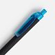 Ручка шариковая Prodir QS01 PRT-P Soft Touch, черная с голубым с нанесением логотипа