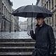 Зонт-трость Rainzee, ver.2, черный с нанесением логотипа