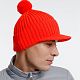 Вязаная шапка с козырьком Peaky, красная (кармин) с нанесением логотипа