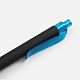 Ручка шариковая Prodir QS01 PRT-P Soft Touch, черная с голубым с нанесением логотипа