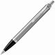 Ручка шариковая Parker IM Essential Stainless Steel CT, серебристая с черным с нанесением логотипа