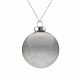 Елочный шар Finery Shine, 8 см, глянцевый серебристый с глиттером с нанесением логотипа