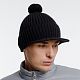 Вязаная шапка с козырьком Peaky, черная с нанесением логотипа